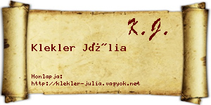Klekler Júlia névjegykártya